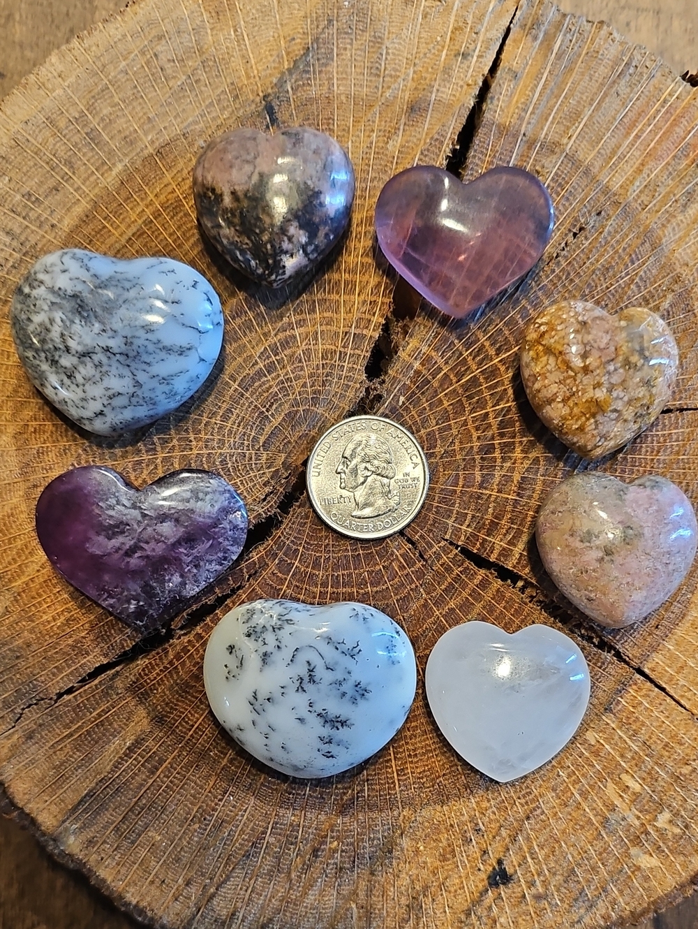 Assorted Heart-Shaped Polished Gemstone Set - Mixed Colors